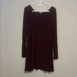 Garage Long Sleeve Burgundy Dress